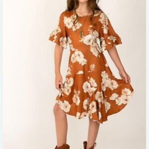 Girls Dress Size 7 Floral Fall Ruffle Mia Joy Emilia New